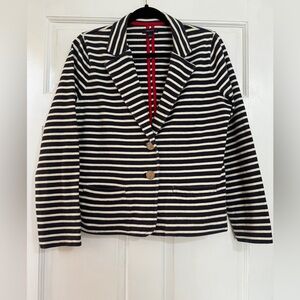 Nautica Black and White Striped Women's Blazer